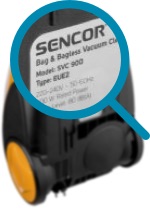 Általában minden fontos információ a porszívó hátoldalán található